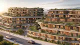 Trussardi Residences at Mira Verde: curved terraces with planted balconies at golden hour